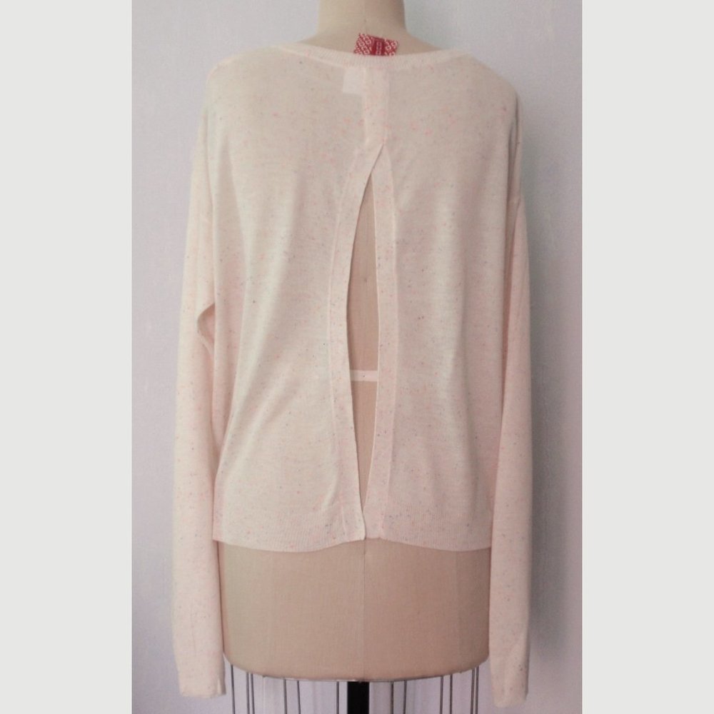 H&M IVORY FLECKED OPEN BACK SWEATER KNIT TOP 12